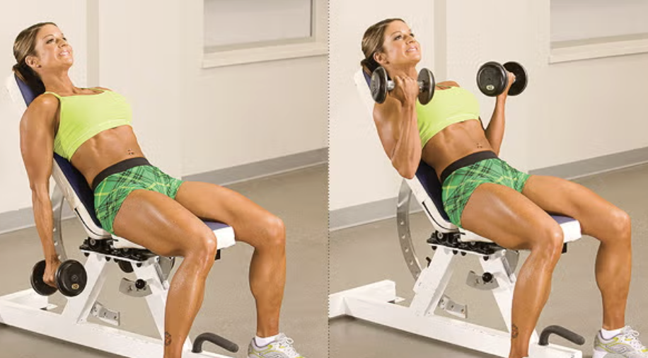 dumbbell curls on incline bench